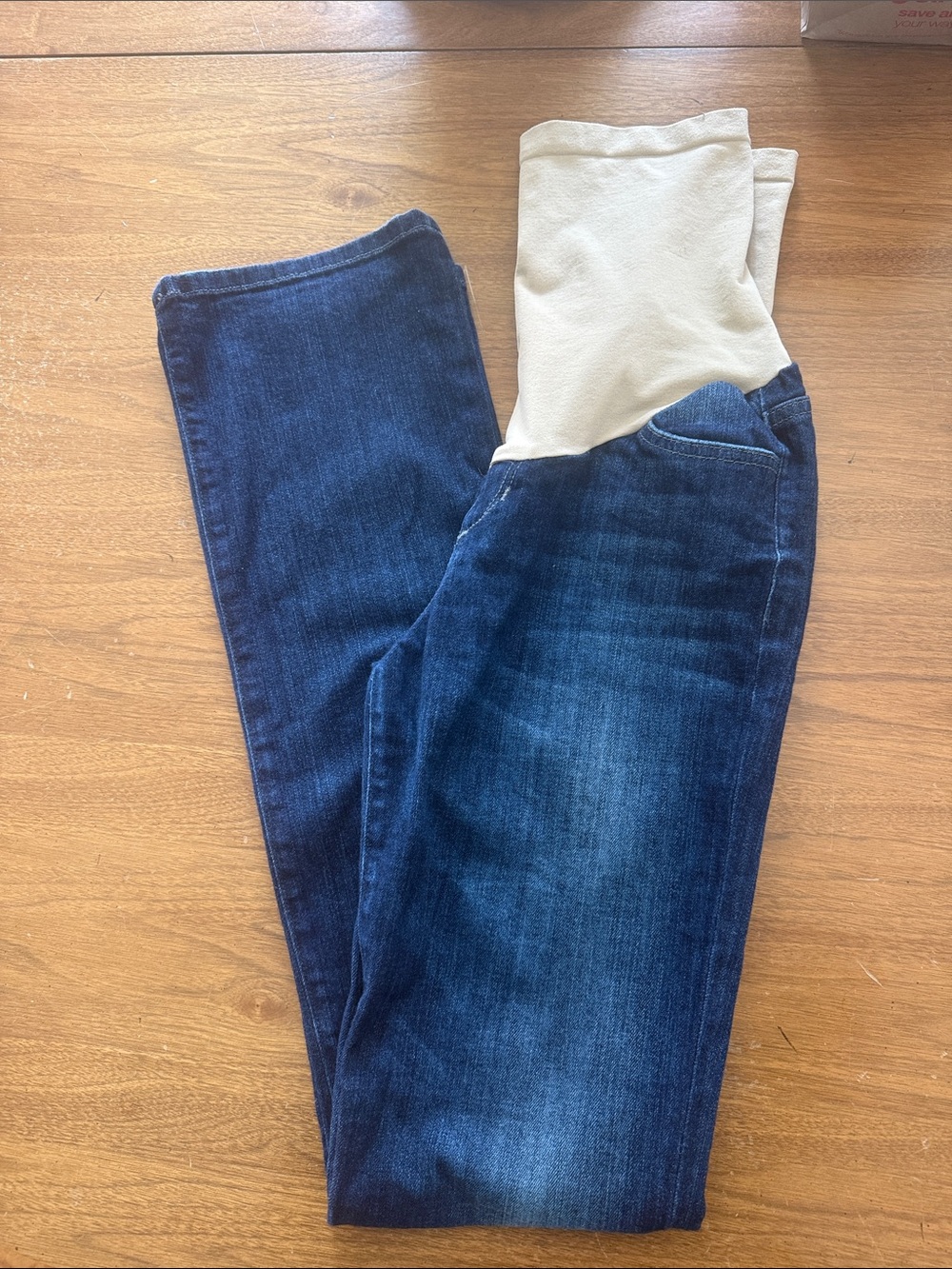 Joe's Jeans Dark Blue Boot Cut Maternity Jeans with Cream Panel 28 (tall)